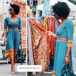 Anthropologie Maeve Beloved Tie Midi Small Dress